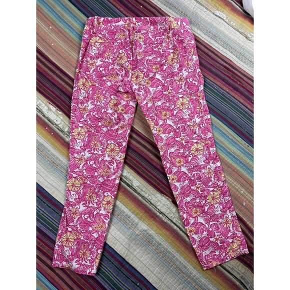 Lilly Pulitzer Womens Whitney Resort Pink Chum Bucket Roll Up Pants Size 10 - Picture 3 of 9
